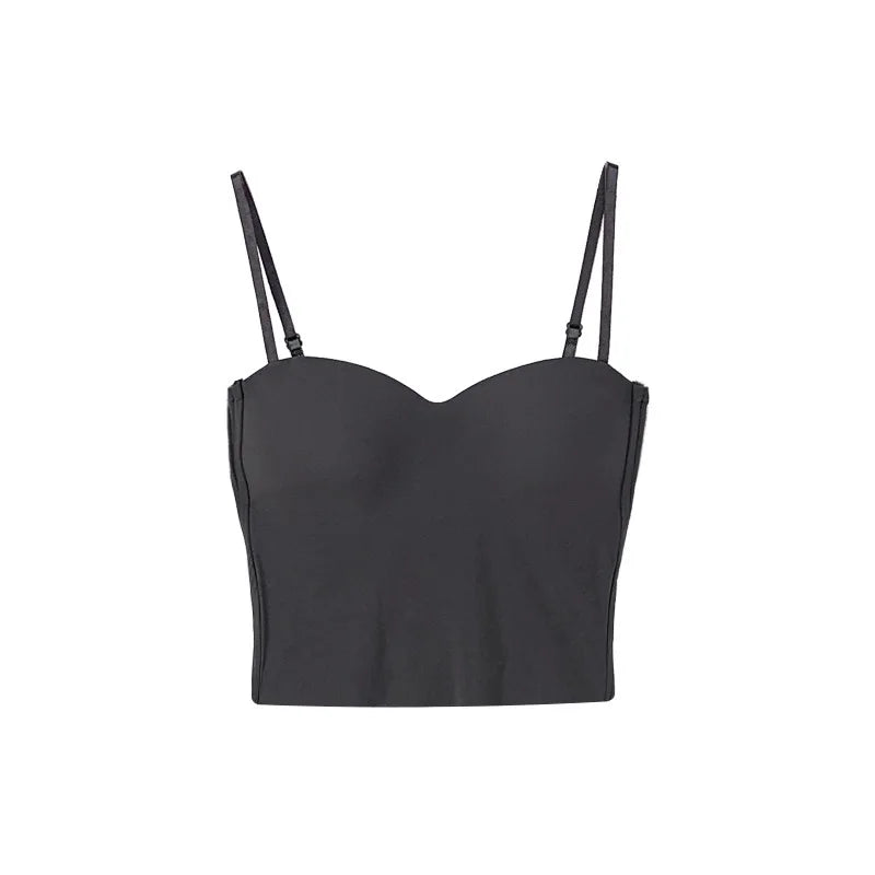 Women Tops With Built In Bra Ice Silk Tube Top Seamless Bra Femal Comfort Underwear Wirefree Padded Brassiere Sexy Crop Top