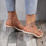 Women PVC Jelly Crystal Chunky Heel Transparent Sandals Fashion Sexy Summer High Heels Sandalias Female Pumps Zapatillas Mujer
