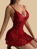Transparent Sexy Underwear Women Nightdress Teddy Suspender Night Dress Erotic Set Plus Size Deep V Dress Hot Lingerie &Thong