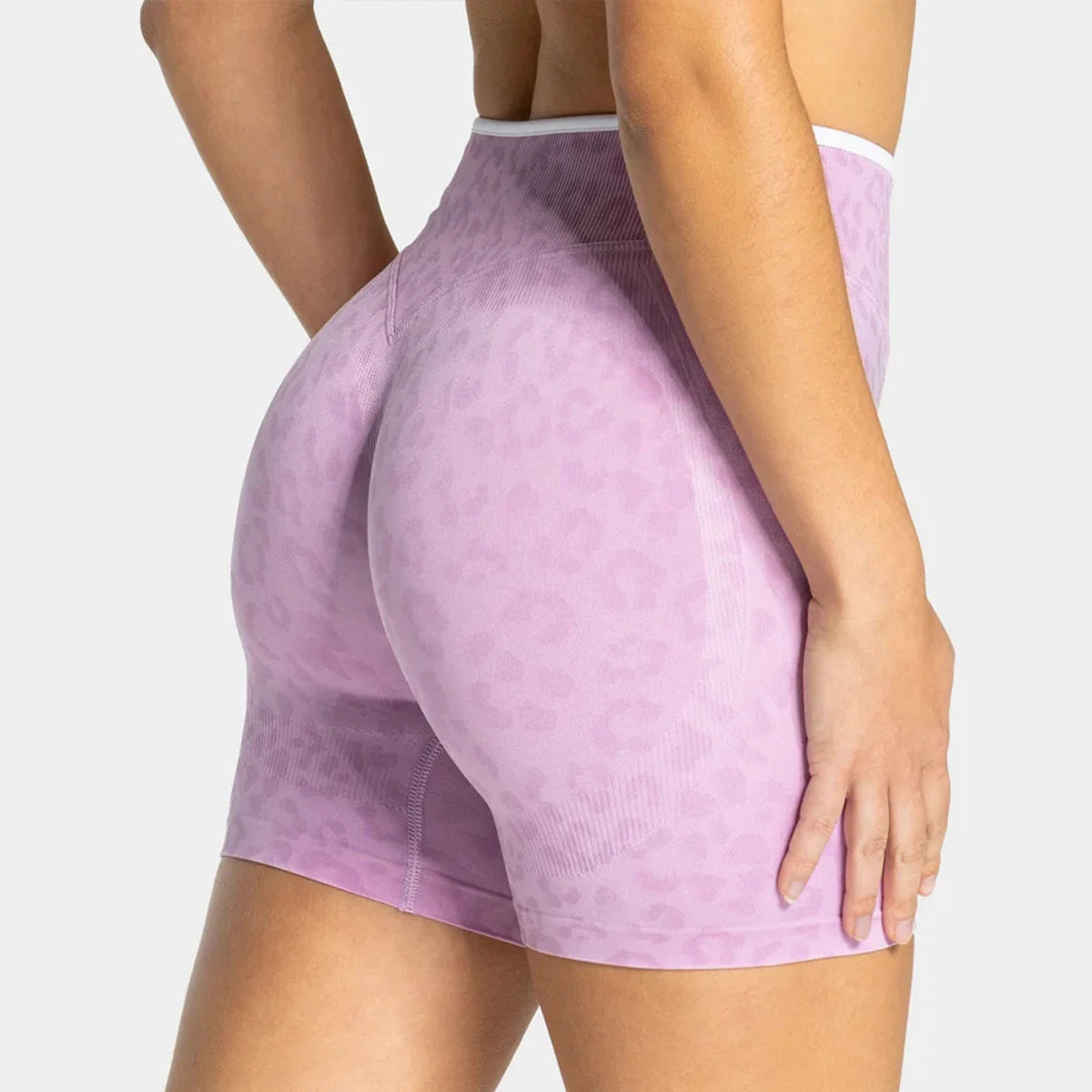 Women's Leopard Print Contrast Color Yoga Shorts | High Waist Gym Running Athletic Pants for Ladies