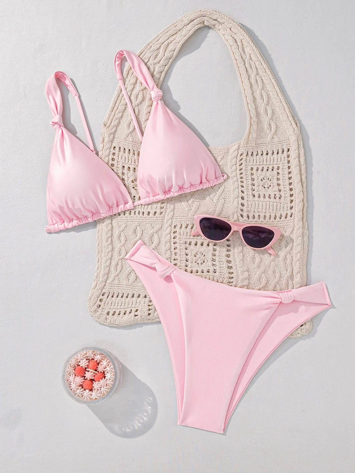 ZTVitality Sexy Pink Push Up Bikini Set 2026 Summer Beachwear Swimsuit Women's Swimwear Biquini Knotted Bikini Two Piece New