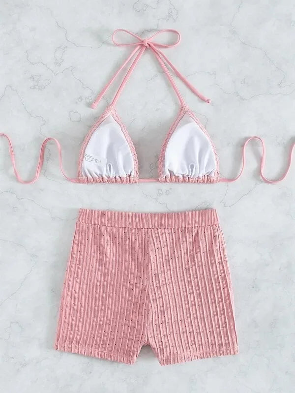 High Waist Bikini 2023 Woman White Swimsuit Women Swimwear with Shorts Bikinis Set Bathing Suits Beachwear Summer Swim Suits