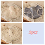 3pcs Soft Cute Floral Cotton Panties for Girls School Style Lace Trim Antibacterial Crotch Triangle Briefs Sweet Underwear