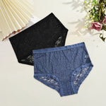 2Pcs/Set Women Sexy Panties Hollow Out Lace Floral Ladies Briefs Low Waist Solid Comfortable Hot Sale Female Underpants S-XXL