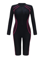 2026 Zipper Slim One Piece Swimsuit Women Long Sleeve & Knee Swimwear Female Bather Bathing Swimming Swim Surf Suit Beachwear