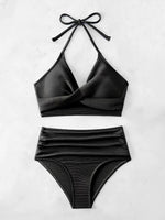 Sexy High Waist Bikini 2026 Women Halter Swimwear Female Swimsuit Solid Bathers Swimming Bathing Swim Suit Summer Beachwear