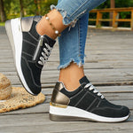 Plus Size 44 Platform Casual Sneakers for Women Lace Up Anti Slip Thick Sole Sport Shoes Woman 2026 Spring Zipper Walking Shoes