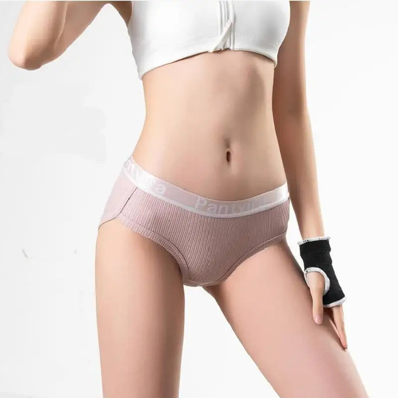 Stripe Cotton Womens Panties Alphabet Printed Elastic waistband Lady Underpants Sexy Wrap Buttocks Knickers Cotton Crotch Briefs