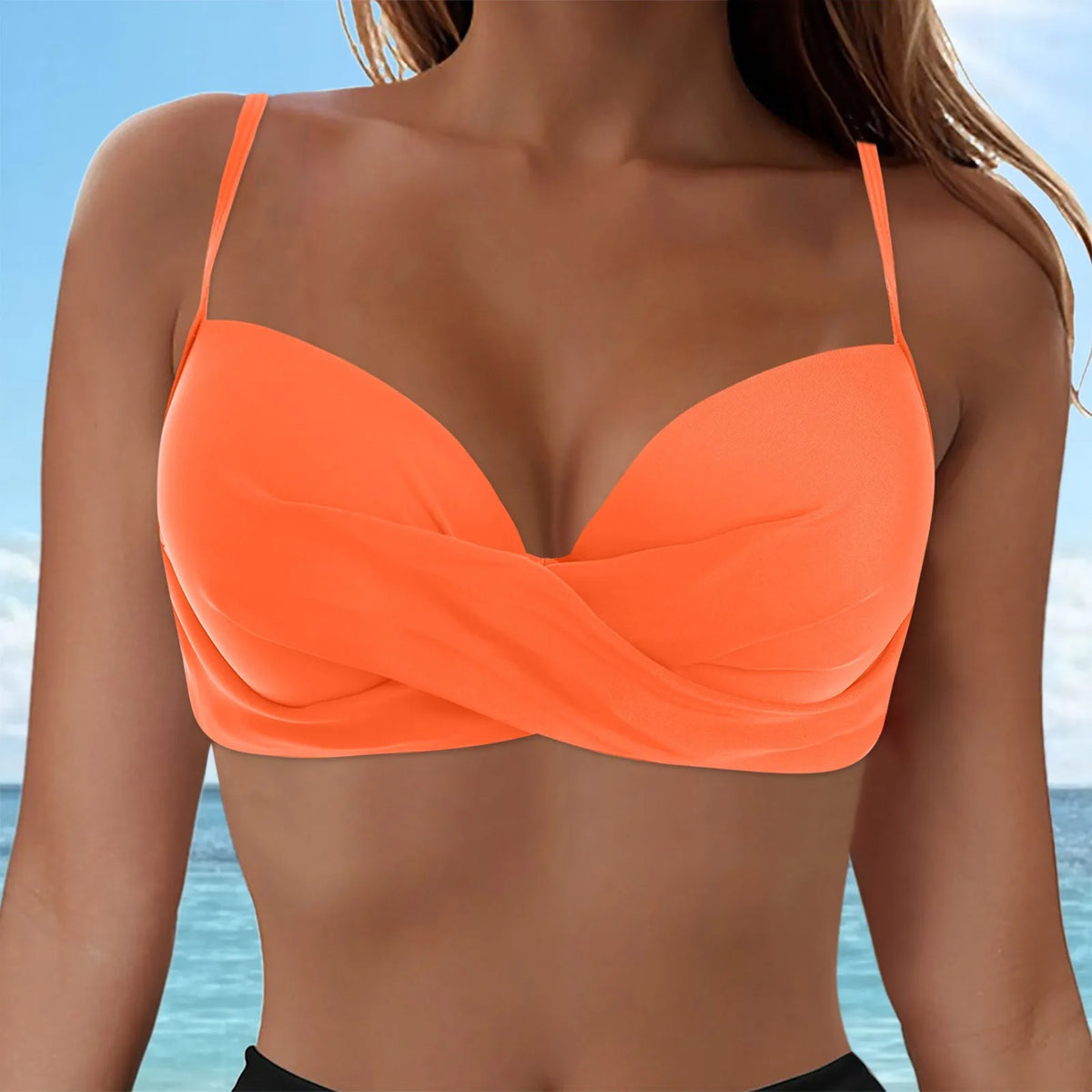 Women's Sexy Bikini Bra Fashion Push Up Underwear Swimsuit Solid Color Cross Tie Bra Pad No Steel Swimsuits Bikini Lenceria