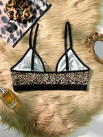 S-Xl Size Hot Women's Sexy Bras Plunge Leopard Push-Up Bra Comfortable Women's Wireless Bra Unlined Lingerie