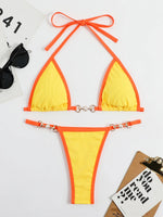 Pearl Thong Bikinis 2025 Women Sexy Triangle Swimsuit Solid Brazil Swimwear Female Padded Bathing Swimming Suit Beachwear Summer