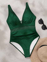 Sexy Black One Piece Swimsuit 2026 Women Mesh Patchwork Transparent Tummy Control Swimwear Bathing Suit See Through Monokini