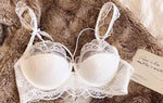 MOYISU Sexy French Lace Bralette Small Bust Cup Bra Set with Removable Straps & Push Up Pads, Soft Underwire Thin Girls Bra Top