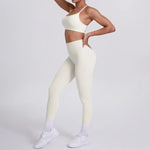 Women's Seamless Yoga Set Cross Back Sports Bra & High Waist Booty Lifting Yoga Leggings Gym Running Fitness Workout Outfit