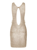 2025 Backless Cut Out Crochet Knitted Tunic Beach Cover Up Cover-ups Beach Dress Beach Wear Beachwear Female Kaftans for Woman