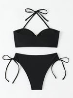 Halter Bandeau Bikinis 2026 Women Sexy Swimsuit Solid Padded High Waist Swimwear Female Bathers Bathing Swimming Swim Suit