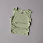 Women's Summer Nude I-Shaped Yoga Sports Vest Slimming Quick Dry Pleated Top for Fitness And Sports Activity