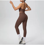 Yoga Clothing Set Women's High Waisted Leggings and Top 2 Piece Seamless Fitness Exercise Clothing Gym Sportswear Tracksuits
