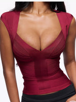 Women's Bandage Slim Waist Tight Tank Top Deep V Neck Solid Vest Spring Summer Elastic Tees 2026 New Lady Casual Party Tops