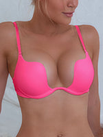 Fashionable Sexy Push-Up Bra U-Shaped Multi-Wear Bralette Invisible Backless Underwire Padded Lingerie Straps