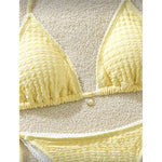 High Cut Leg Two-Pieces Bikini Set Bather Bathing Suit Swim Wrinkled Crinkled Halter Bikini Women Swimwear Female Swimsuit M125