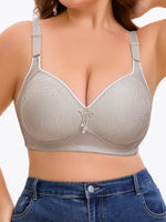 Plus Size Full Coverage Wireless Bra Comfortable Support Fixed Padded Adjustable Wide Strap V-Neck Contrast Trim Pendant