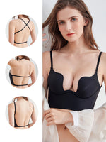 Sexy gathering U-shaped large backless underwear invisible back bra a variety of ways to wear halter bra