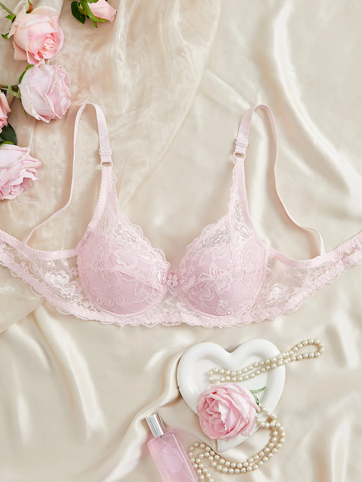 Fashion Sexy Floral Lace Bras Women Thin Push Up Brassiere Solid Comfort Breathable Lingerie Underwear
