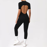 With Zipper Hollow Back Yoga Jumpsuit Sportswear Women Gym Clothes Running Fitness Yoga Backless Bodysuit