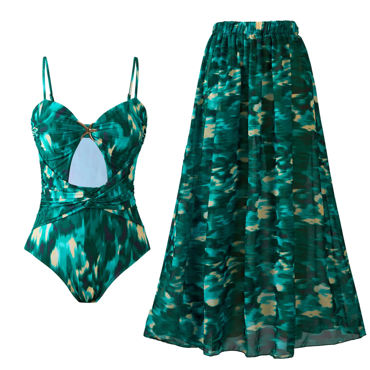Floral Retro Printed Swimsuit with Cover up Women's Sexy Swimwear Bikini Female Bodysuit Bathingsuit Beachwear 2025