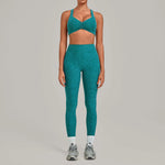 Women's Seamless Yoga Set Sports Fitness Workout Slim Fit High-Waist Tummy Control Pants Suits Gym Training Running Vest Sets
