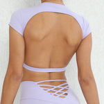 New Sports Shirts Breathable Workout Sportswear Fitness Backless Yoga Clothing Chest Pads Sport Crop Tops Gym Top Women