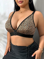 1Xl-4Xl Hot Leopard Push up Thin Cup Wireless Underwear Women Large Bras Adjustable Comfortable Ladies Bras