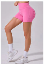 Women's Peach Lifting Yoga Shorts - High Waisted Stretchy Workout Shorts with Button Quick-Dry Tummy Control for Running Fitness