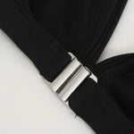 Women's Wire Free V Neck Triangle Bikini Top Black Hollow Out Push Up Bra Sexy Swimsuit Summer Adjustable Straps Bathing Suits