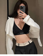 MOYISU Lingerie Women's Summer Traceless Small Bra Pull Together No Underwire Jelly Bar Soft Support Tuck Back Bra Cover ABC Cup