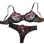 Fairy Bra Set Women Bralette 2-Piece Underwear Sets Floral Embroidery Steel Ring Bra And Panty Set