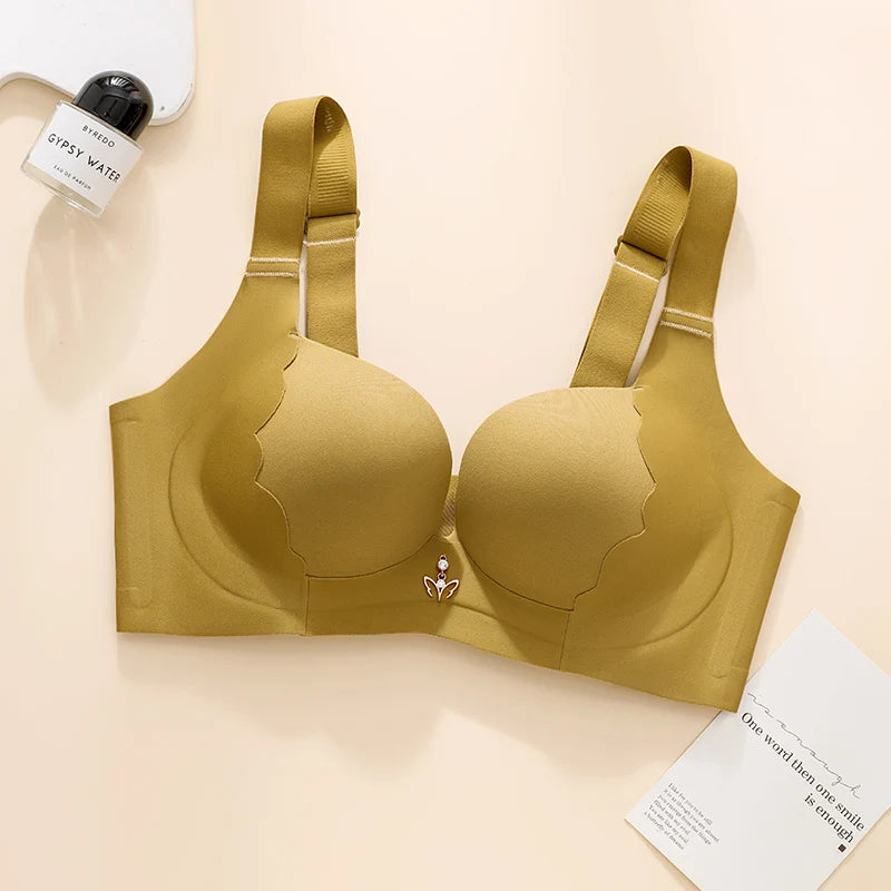 Plus Size Bra Sexy Lingerie Thick Cup Bras for Women Solid Padded Underwear Push Up Brassiere Femme Wireless Bra invisible bra