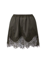 Summer Women's Satin Short Skirts Elastic Waist Lace Patchwork Skirts Half Slip Skirts Fashion