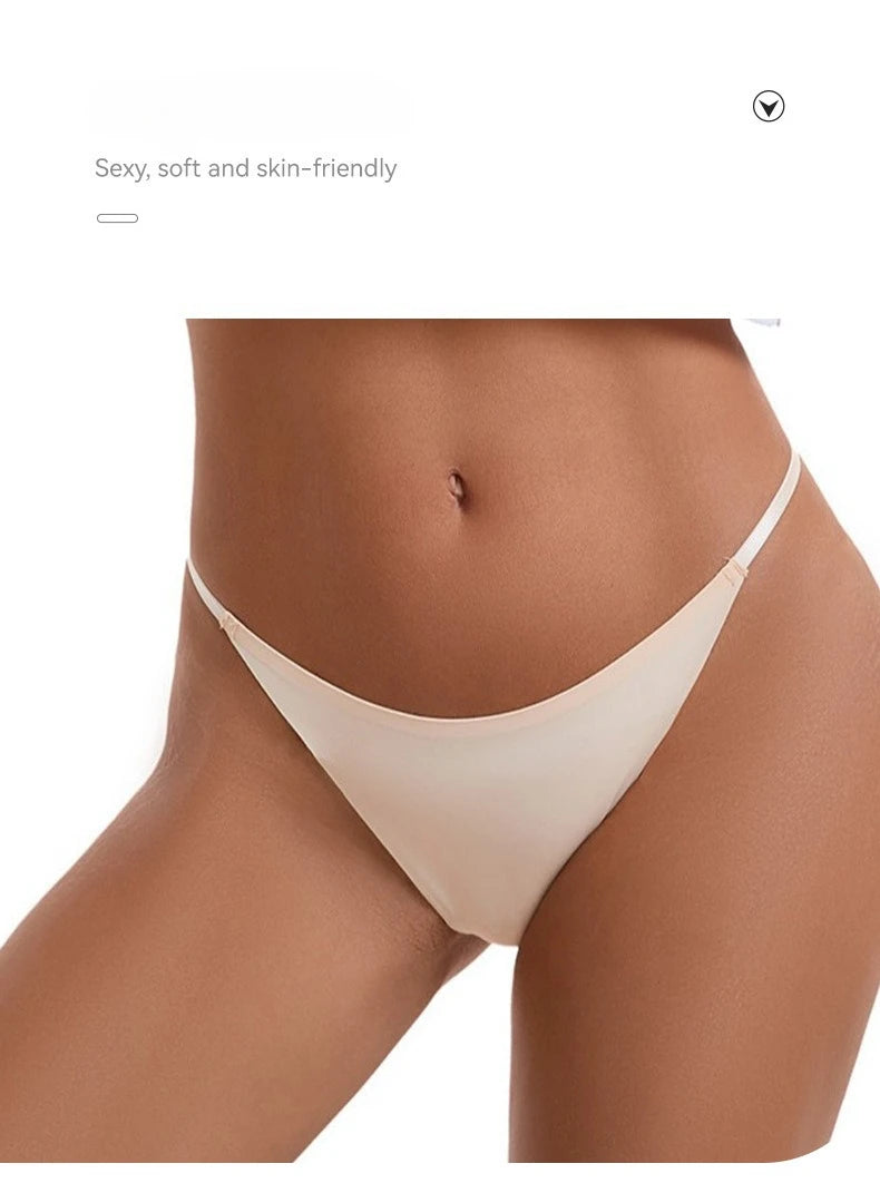 New Sexy Thin Ice Silk Women's Briefs Low Waist Invisible Yoga Fitn Sports Underwear Pure Color Ladies Thong Panties