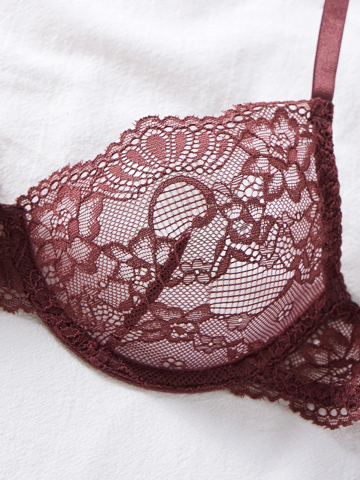Deep Brown Lace Sexy Deep V Bra And G-string Transparent Hollow Design Women's Underwear Set Costume/Intimate Wear