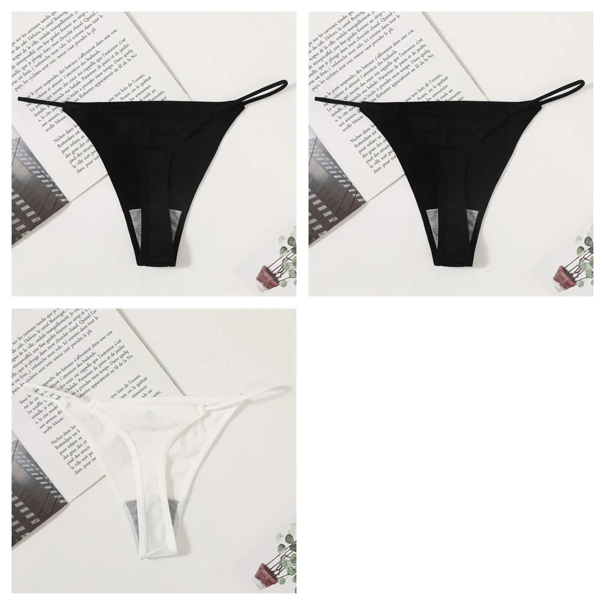 3Pcs/Set Women Panties G-String Seamless Underwear Low Rise Thongs Sexy Lingerie Female Thong G-String High Cut Panties