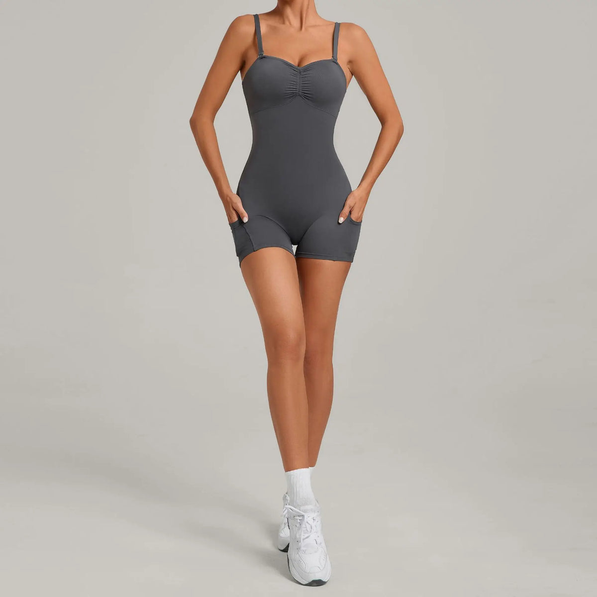 Outdoor Backless Yoga One Piece Suit Women Multiple Wearing Methods Sleeveless Slim Fit Pocket Stretch Sports Fitness Jumpsuit