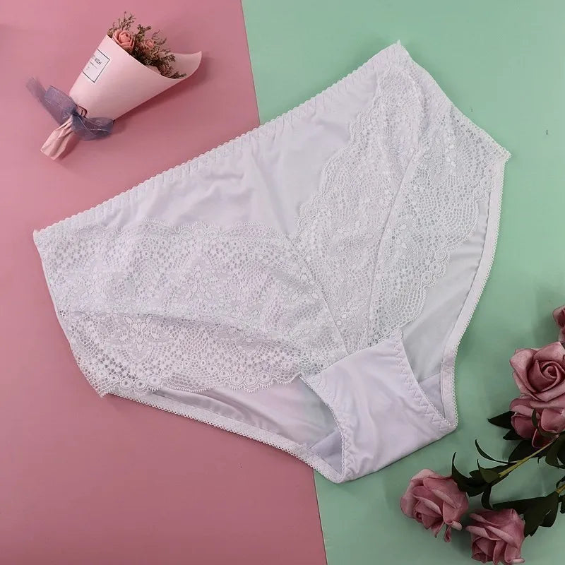 Beauwear women large size lace panty 2XL 3XL 4XL 5XL 6XL 7XL big size nylon spandex underwear female middle waist briefs