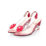 NASBAVI New Fashion Flower Transparent Sandals Wedge Women Shoes Large Size Sandals Women Size 34-43