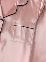 Women Autumn Winter Silk Pajamas Set Casual Soft Breathable and Relaxed Fit Long Shirt Tops and Long Pants Sleepwear