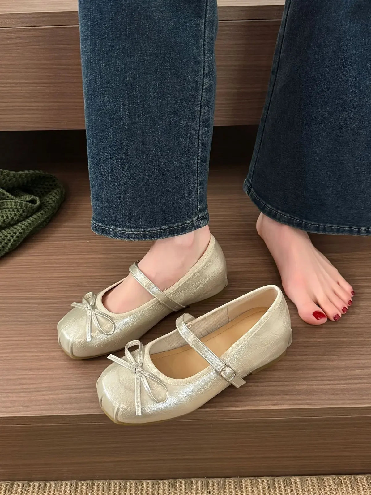 Butterfly-knot Women Ballet Mary Jane Shoes Fashion Mix Colors Internal Elevation Shoes Ladies Spring Autumn Concise Footwear