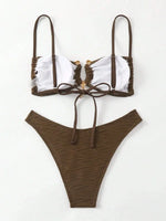 Wrinkled Crinkled Metal Ring Bikini 2025 Women Swimwear Female Swimsuit Two-pieces Bikini Set Bather Bathing Suit Swim Beachwear