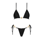 Black 3Pc Button Bikini Sexy Swimsuit Women 2026 New Swimwear Lace Skirt Swim Suit Push Up Bathingsuit Bandeau Biquini Beachwear