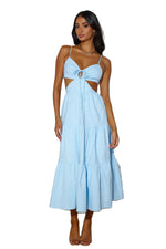 Spaghetti Strap Vacation Long Dress For Women Summer 2025 Fashion Elegant Sleeveless Backless Hollow Out Vestidos Party Dresses